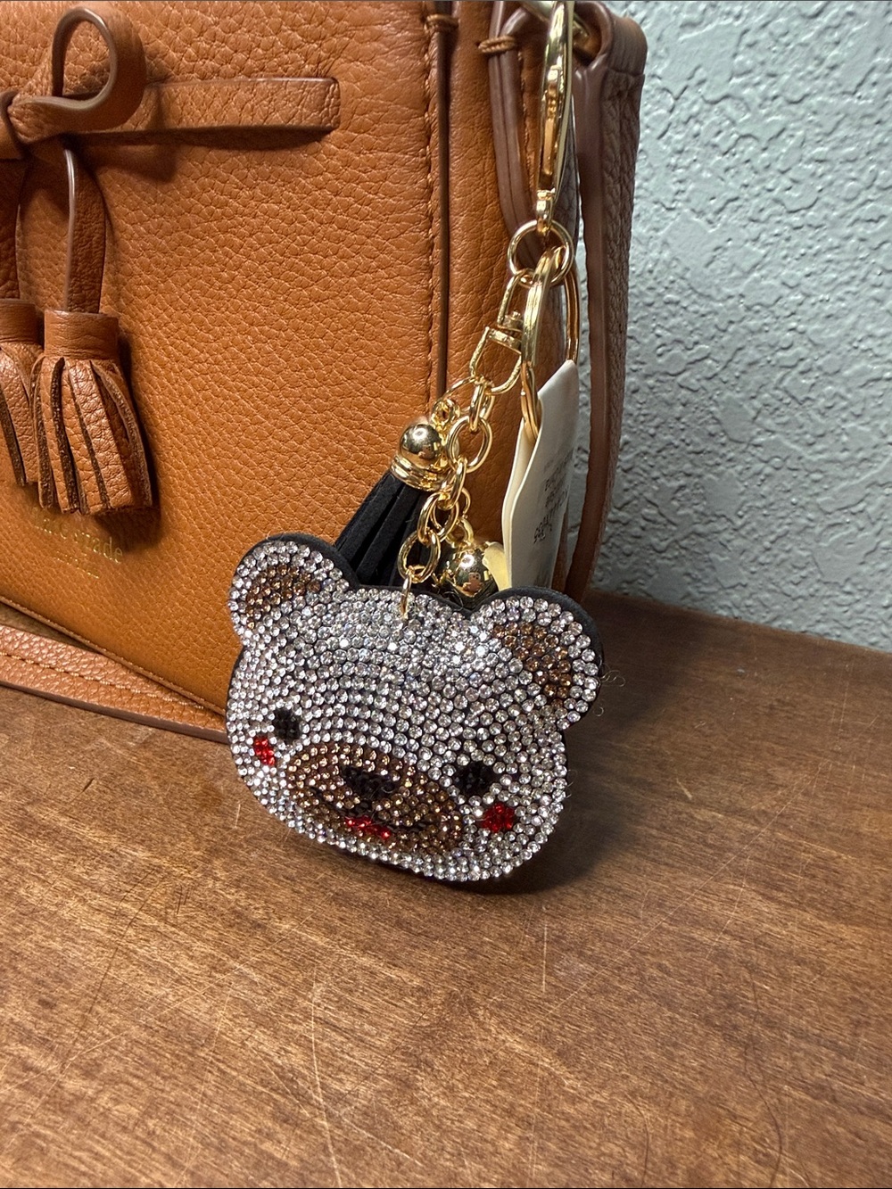 Crystal Rhinestone Bear Keychain Bag Charm NWT